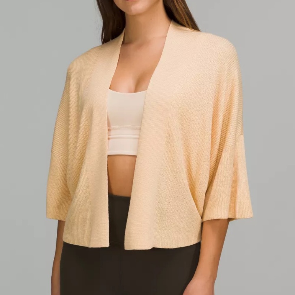 Lululemon Boxy Cashlu Knit Wrap Sweater Orange Open Front XS/S W3FFSS